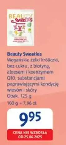 Wegańskie żelki króliczki, bez cukru, z biotyną, aloesem i koenzymem Q10, substancjami poprawiającym kondycję włosów i skóry