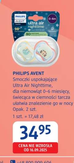 Smoczki uspokajające Ultra Air Nighttime dla niemowląt 0-6 miesięcy Philips Avent 2-pak