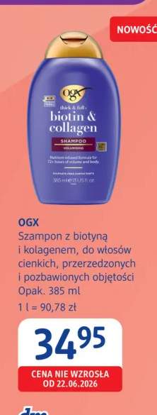 Szampon z biotyną i kolagenem do włosów cienkich przerzedzonych i pozbawionych objętości OGX