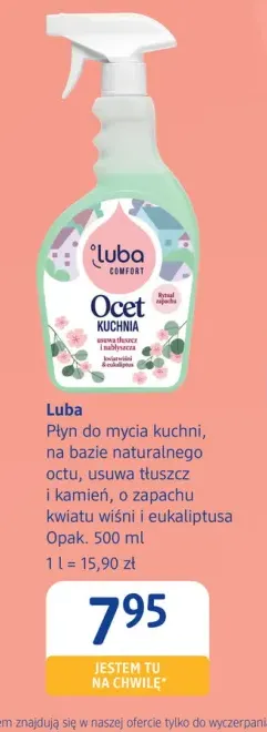 Płyn do mycia kuchni na bazie naturalnego octu o zapachu kwiatu wiśni i eukaliptusa Luba
