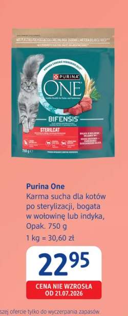 Karma sucha dla kotów po sterylizacji bogata w indyka Purina One +1 wariant