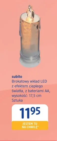 Brokatowy wkład LED z efektem ciepłego światła z bateriami Aa Subito