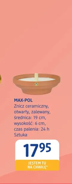 Znicz ceramiczny otwarty zalewany Max-Pol