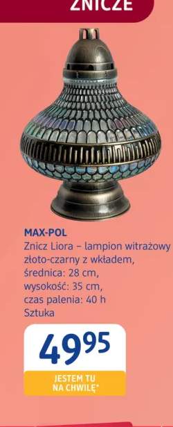 Znicz Liora lampion witrażowy złoto-czarny z wkładem Max-Pol